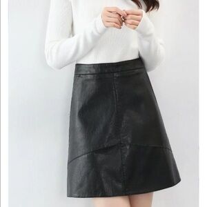 2 Left! Black Leatherette A Line Mini Skirt